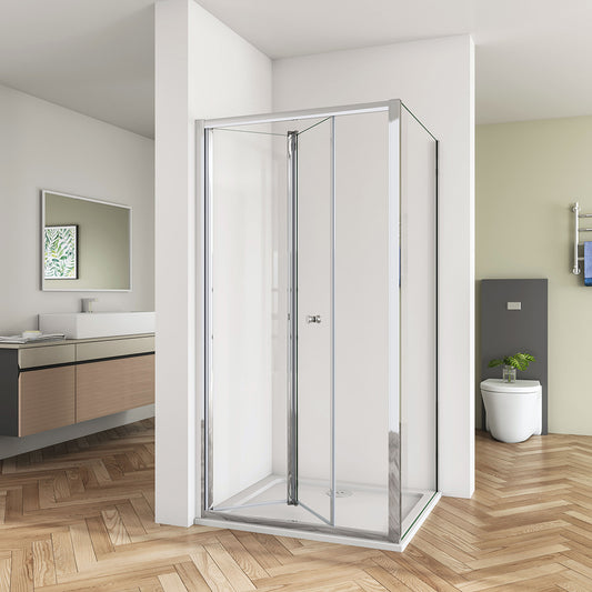 SKY Bathroom Glass Bi Fold Shower Door + Screen Panel