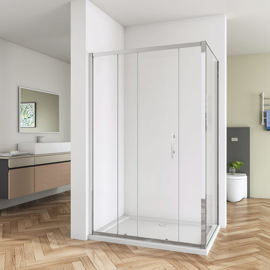 Sliding Shower Enclosure Cubicle Door + Side Panel + Tray