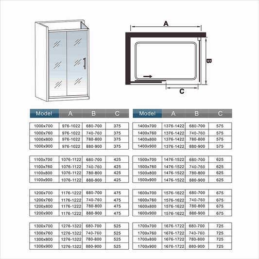 SKY bathroom 8mm EASY CLEAN Glass Sliding Shower Cubicle