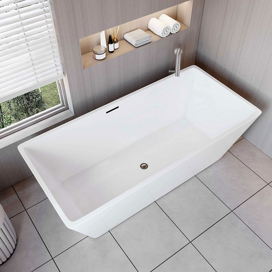 1700x800mm Bath Shower Bathtub Freestanding Double Ended Bath Integral Waste & Overflow