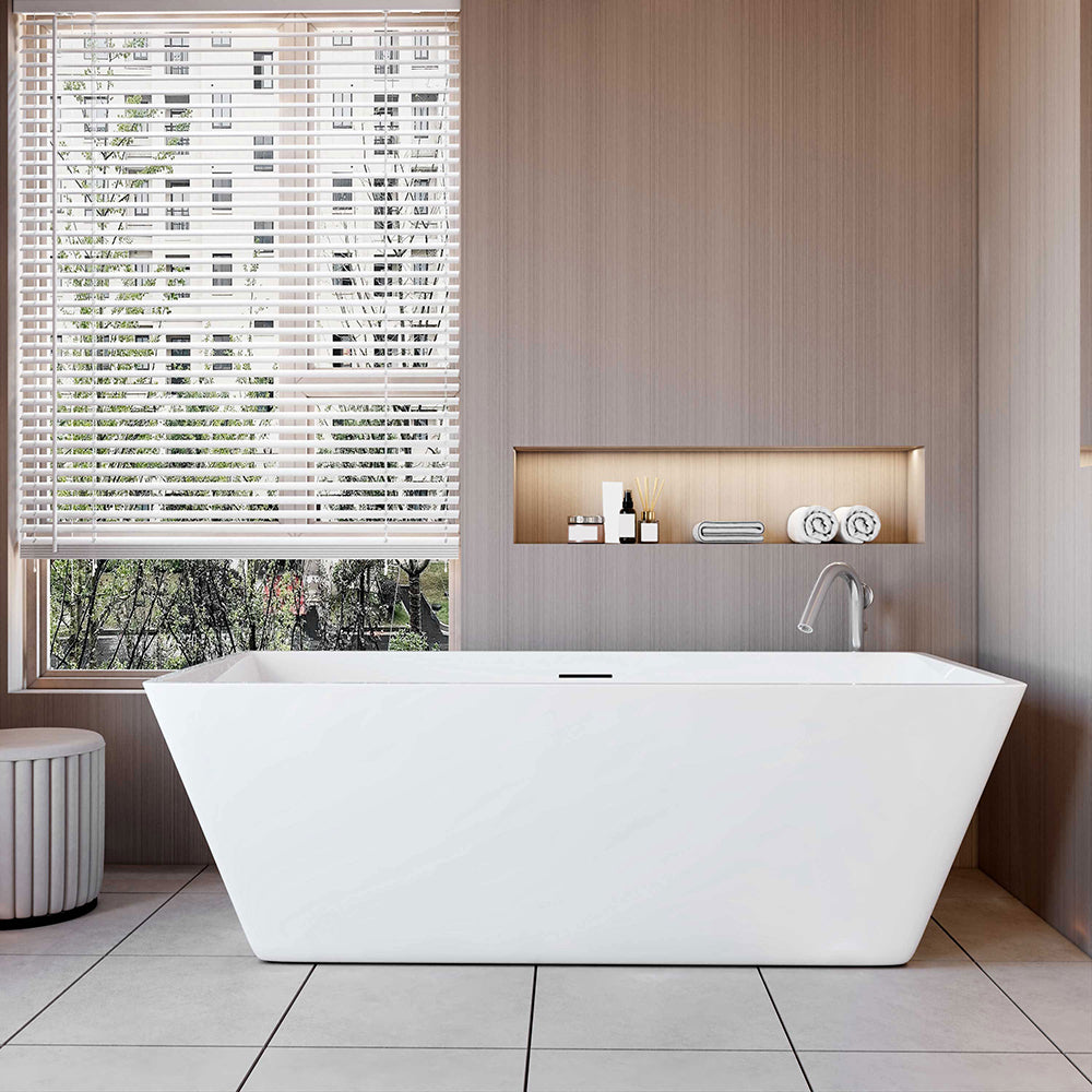 1700x800mm Bath Shower Bathtub Freestanding Double Ended Bath Integral Waste & Overflow