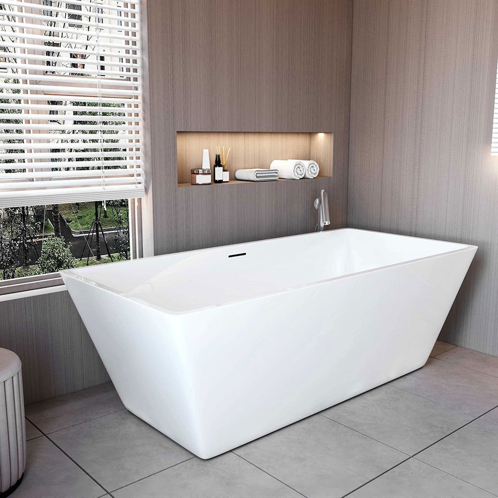 1700x800mm Bath Shower Bathtub Freestanding Double Ended Bath Integral Waste & Overflow