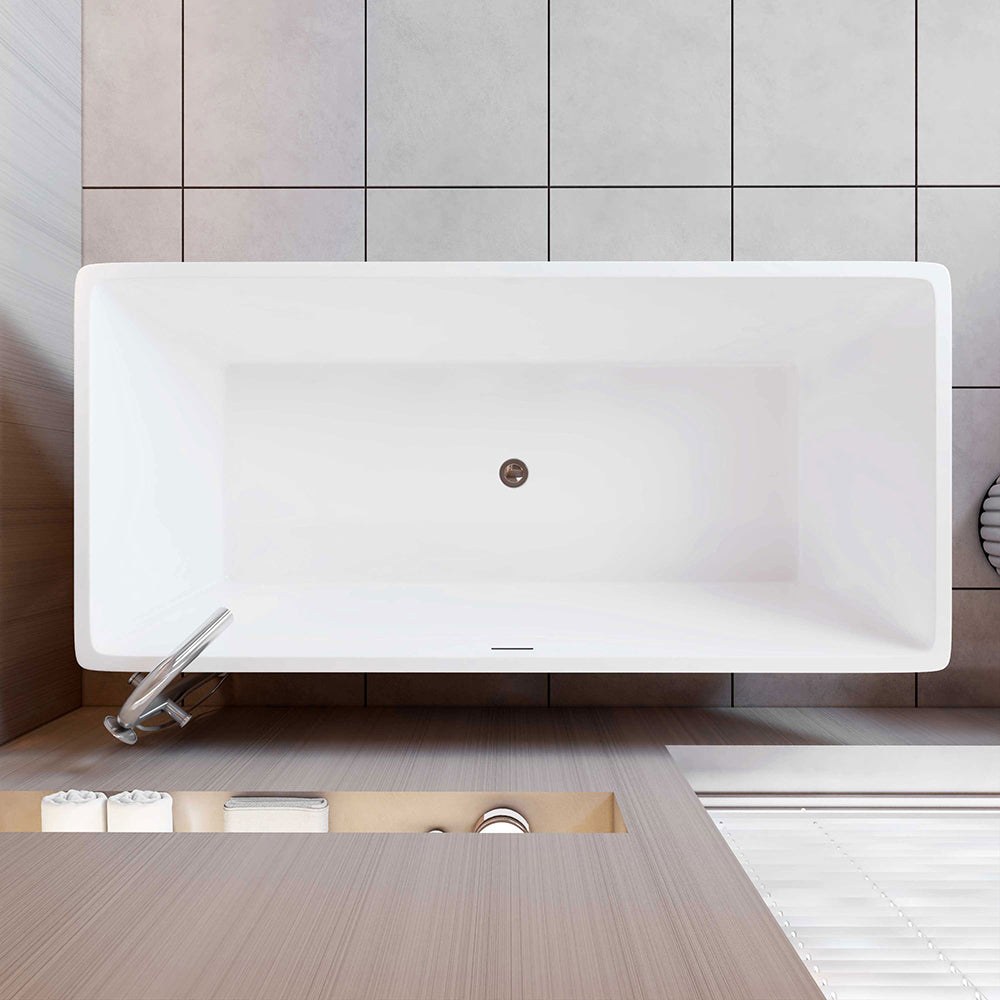 1700x800mm Bath Shower Bathtub Freestanding Double Ended Bath Integral Waste & Overflow