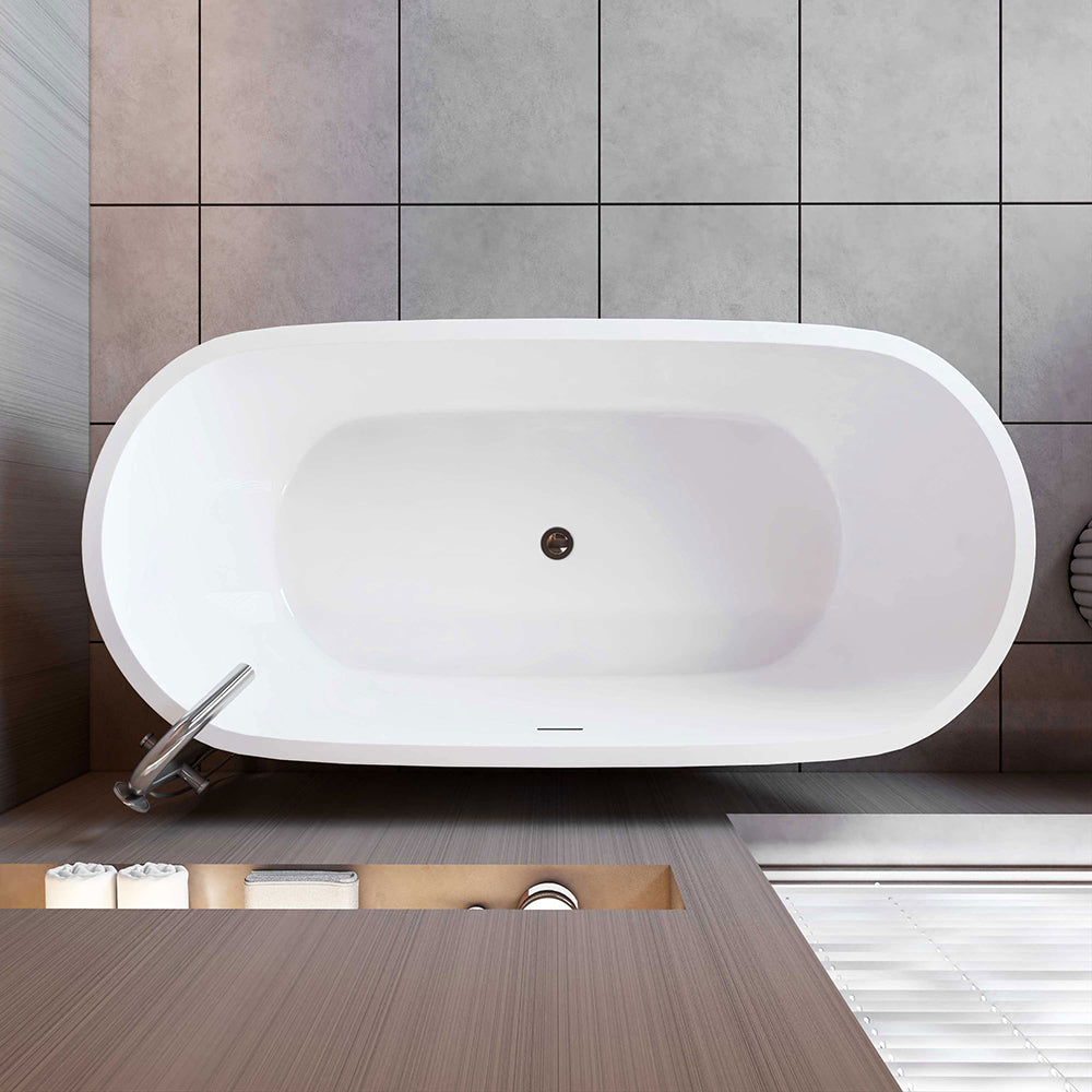 1700x800mm Bathroom Freestanding Double Ended Bath Shower Bathtub