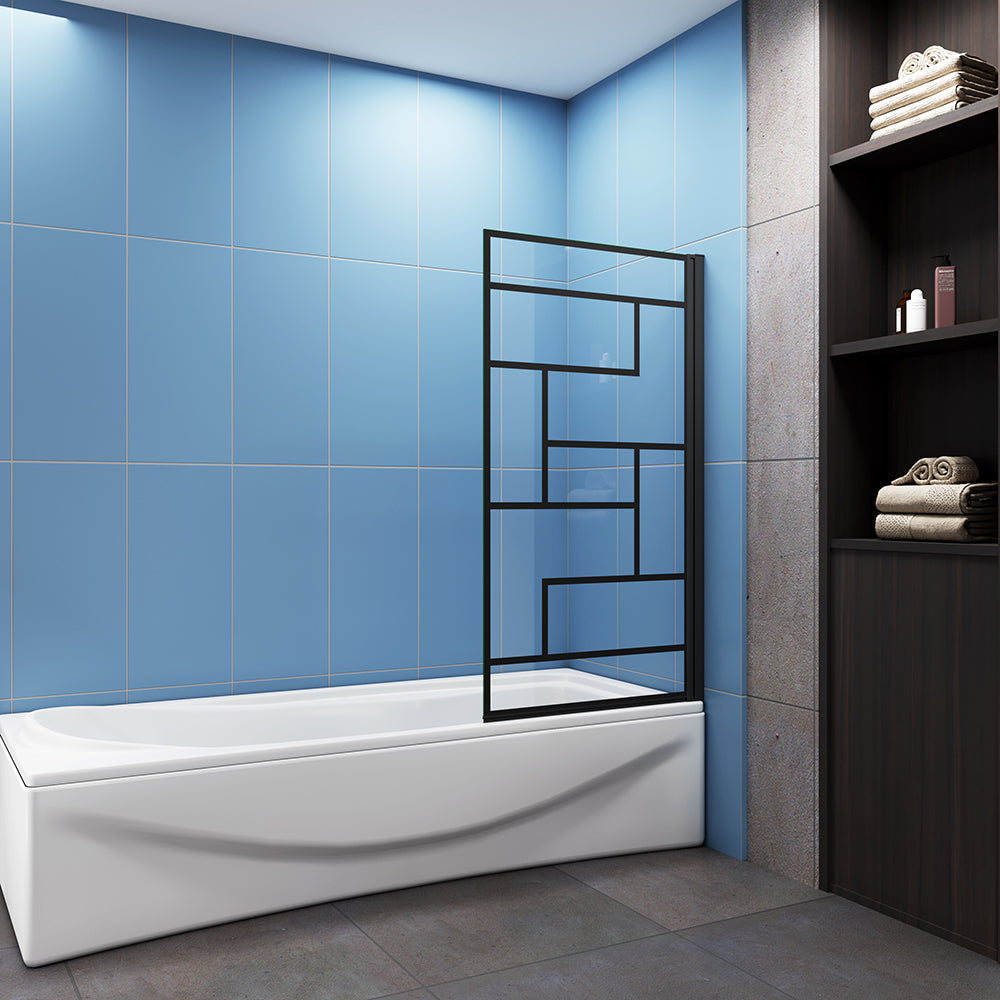Black Pivot Bath Shower Screen Glass Panel 80x140CM – skybathroom