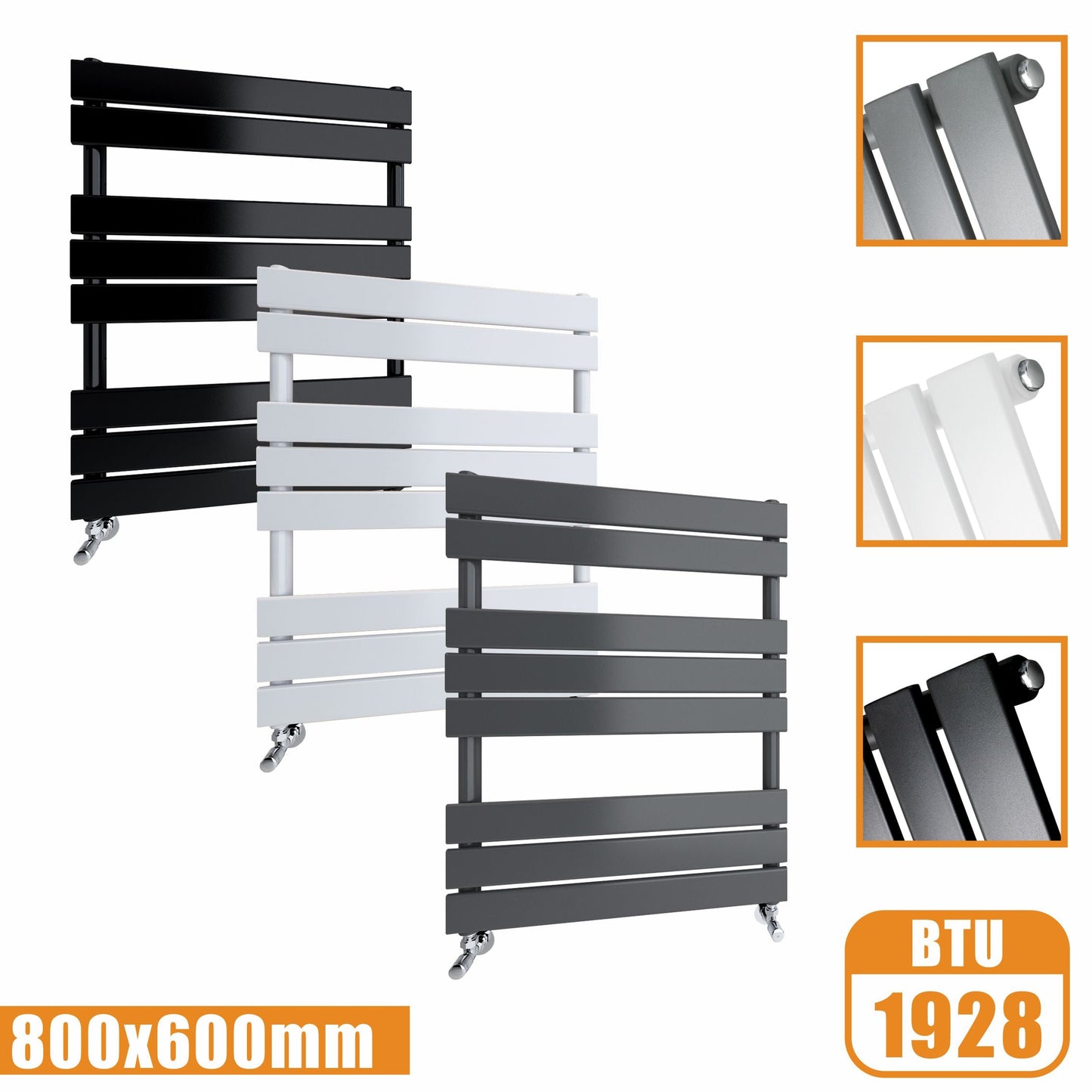 Flat Panel Heated Towel Rail ladder Radiator Anthracite White Black 800x600MM SKY