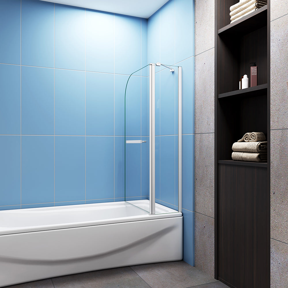 Pivot Bath Shower Screen Glass 100X140cm Glass Double Door Panel