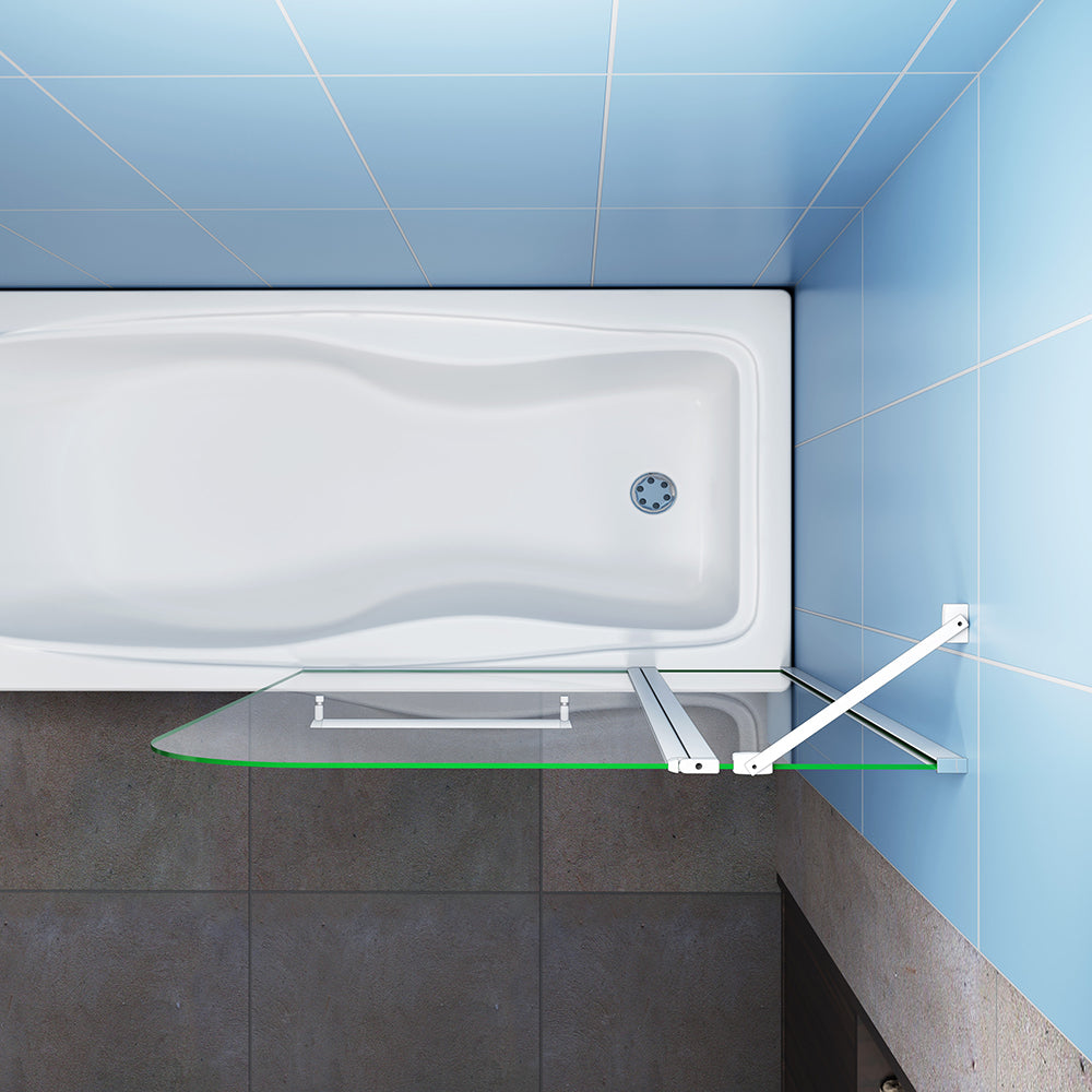 Pivot Bath Shower Screen Glass 100X140cm Glass Double Door Panel