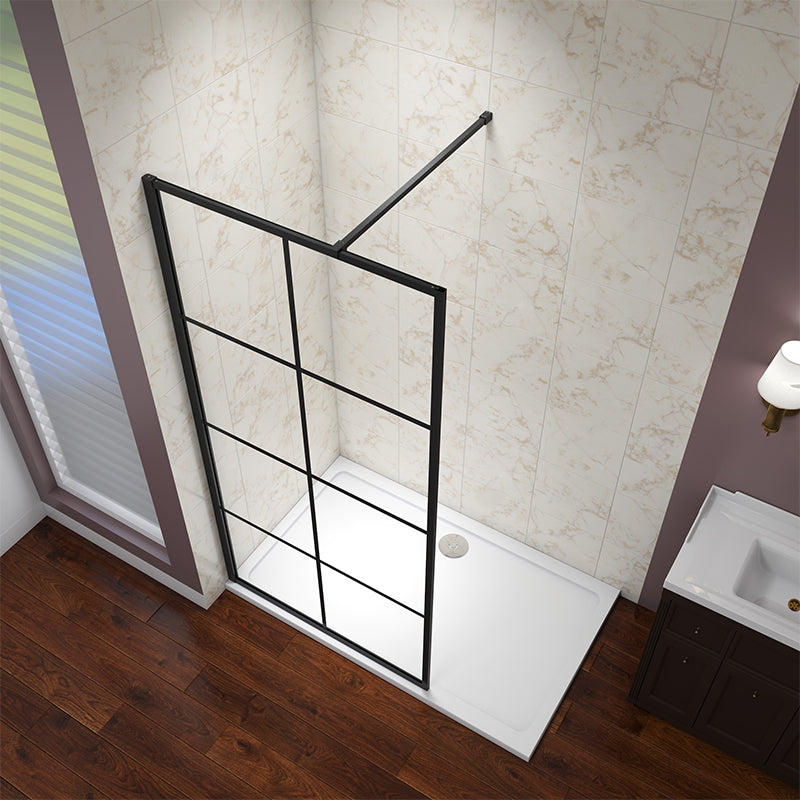 SKY Black Walk in Shower Screen Wet Room 8mm Easy Clean Glass