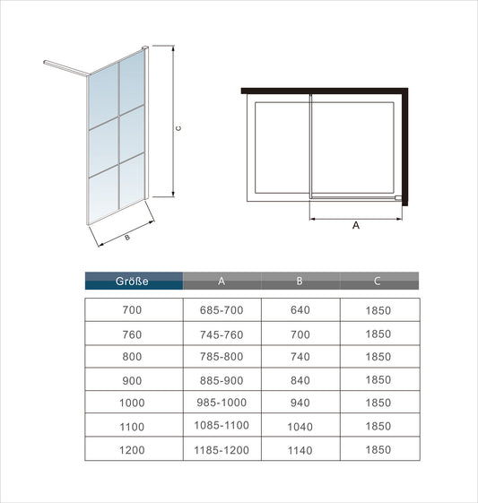 SKY Walk in Shower Enclosure Wet Room Black Frame NANO Glass