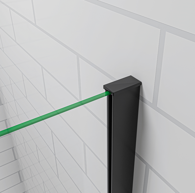 SKY Black Fix Bath Shower Screen Glass Panel 70/80x130cm