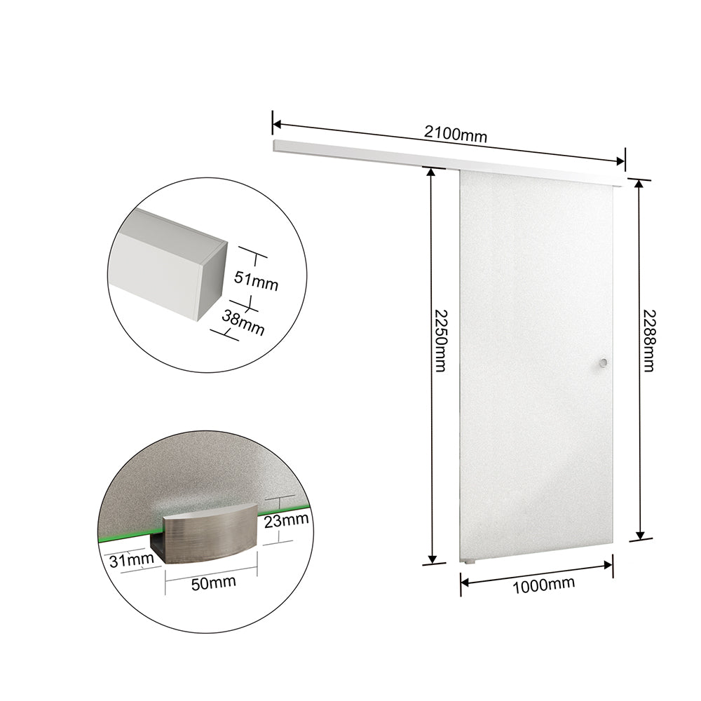 Sliding Door 8mm Tempered Glass Indoor Soft close Frosted Glass Door