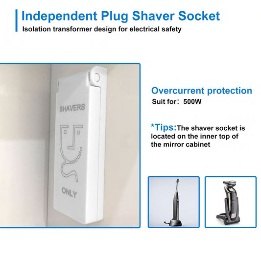 Bathroom Mirror Cabinet with Lights, Shaver Socket, Demister Pad, Touch Switch 500x700mm