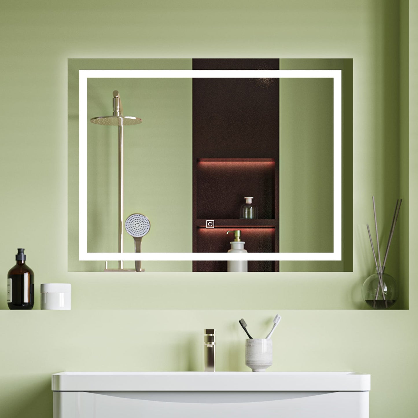SKY LED Mirror 3 Colour , Dimmable, Anti-fog, Touch Wall Switch 80x60cm