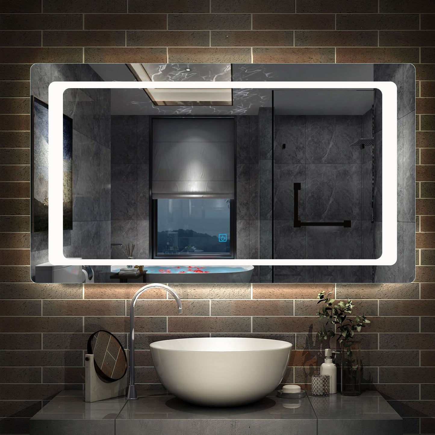 SKY Bathroom Mirror with LED Lights Anti Fog Touch Sensor Switch