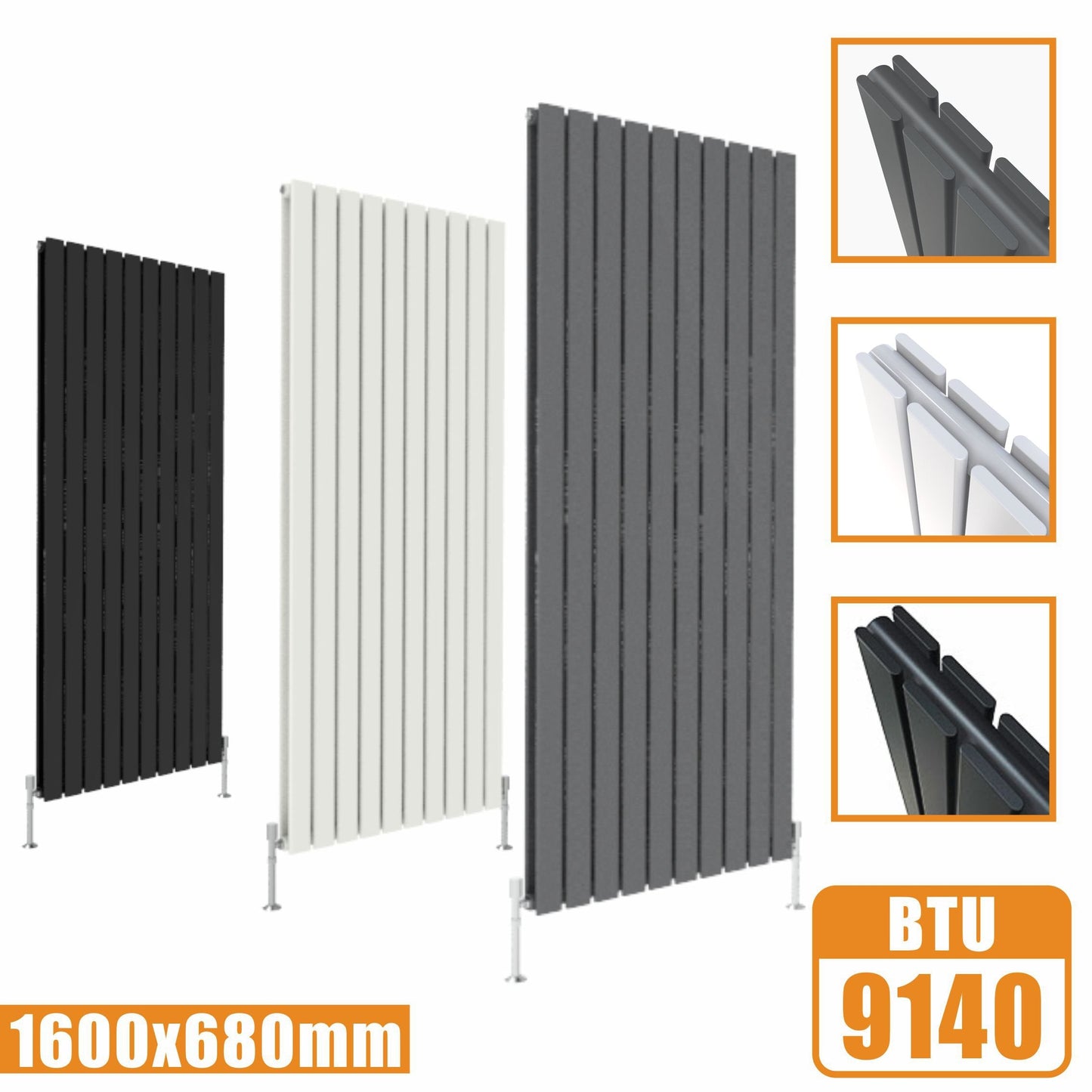 Designer Radiators,Vertical,Tall,Flat Panel,Double 1600x680mm SKY