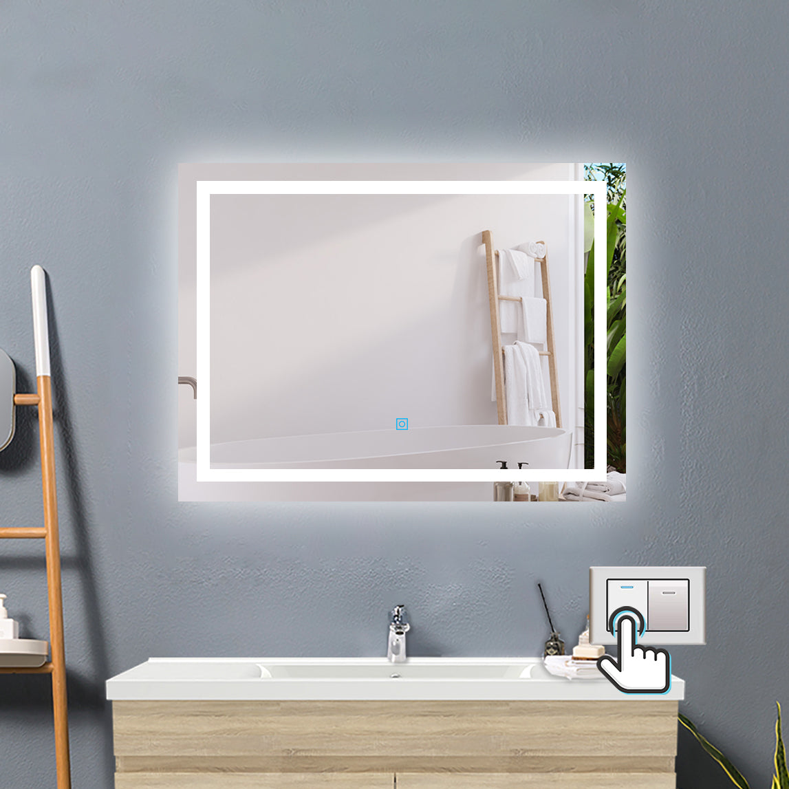 SKY 800 X 600 MM 3 Colour LED Mirror,Anti-fog,Infinitely Dimmable,Power Failure Memory,Touch wall switch