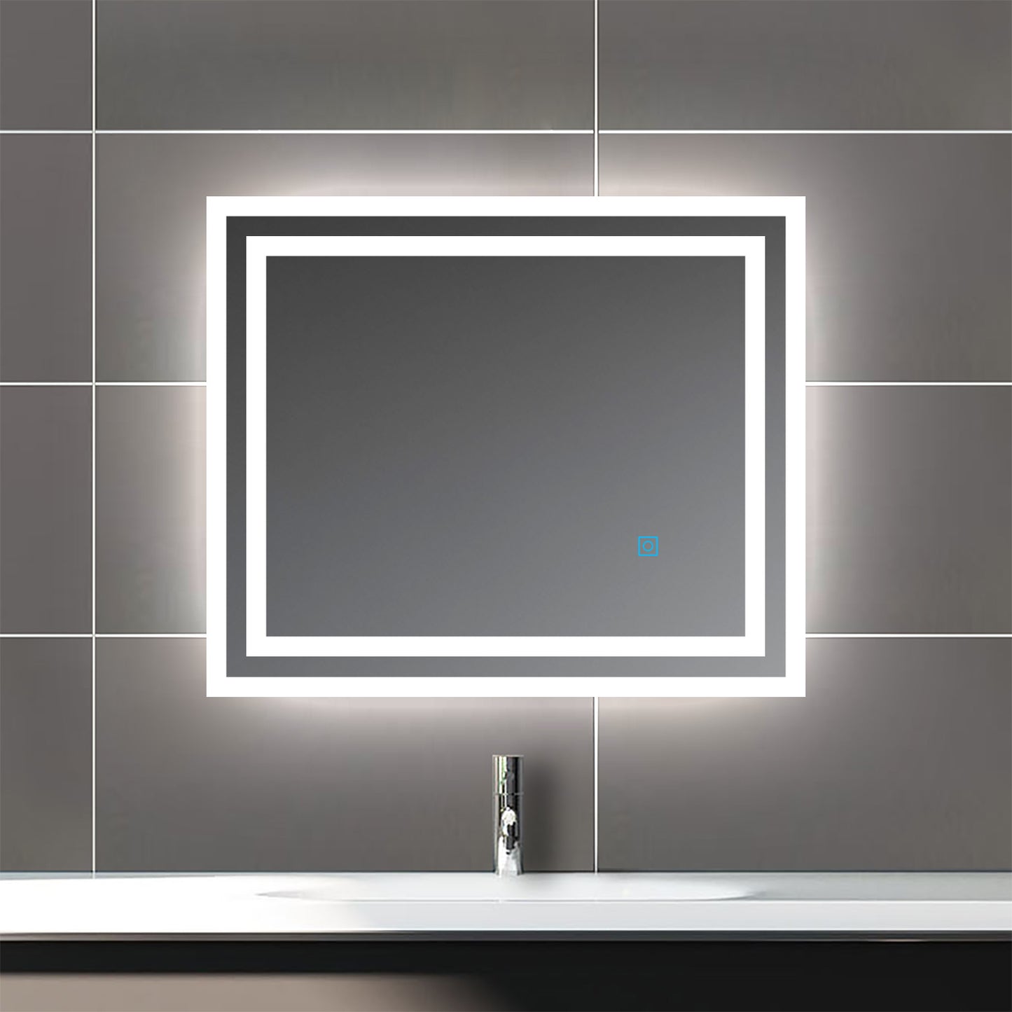 Illuminated LED Bathroom Mirror with Light Demister Touch Switch Wall Mounted 500x600mm
