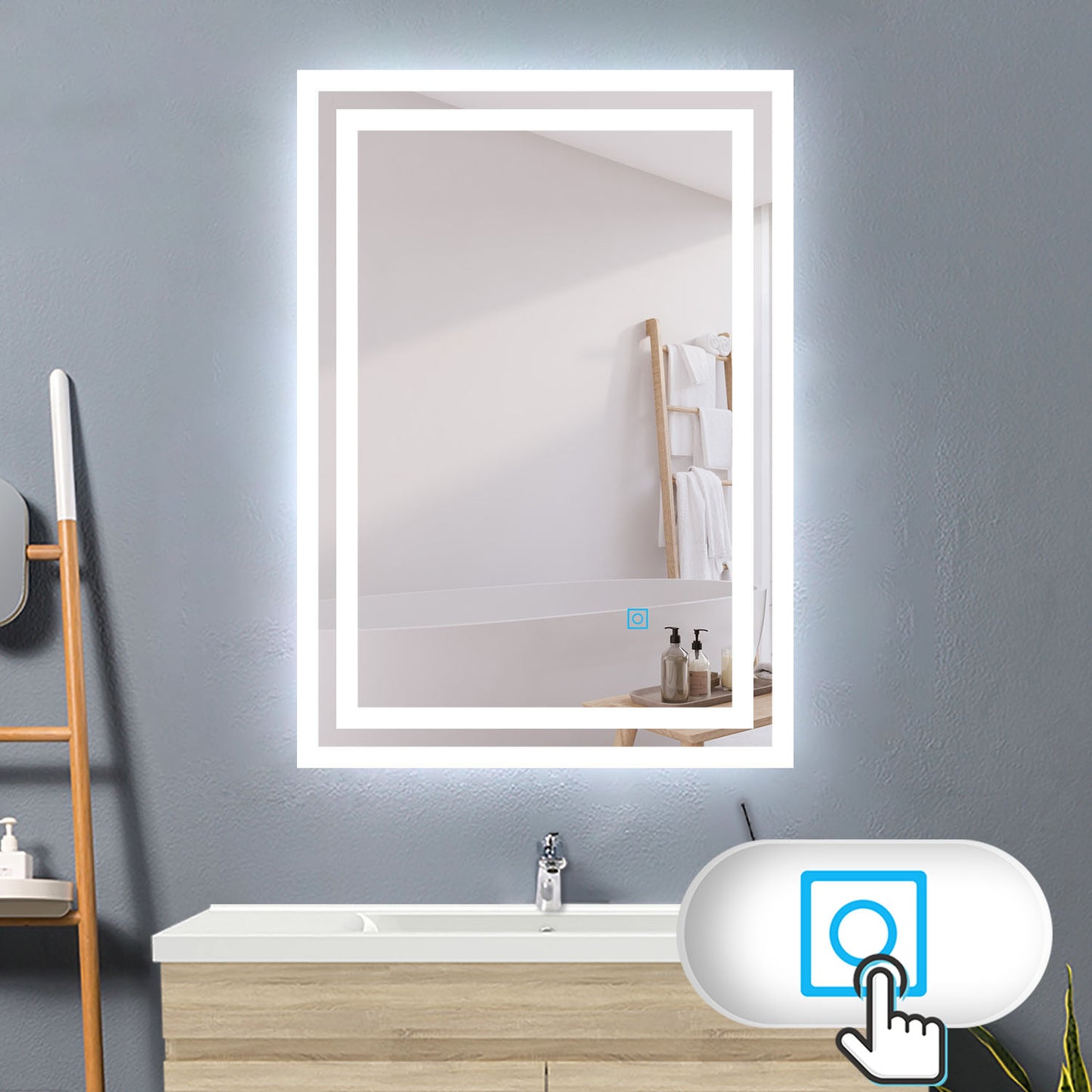 Bathroom LED Mirror, Anti Fog Touch Switch 500x700 700x500mm IP44 Waterproof Dustproof