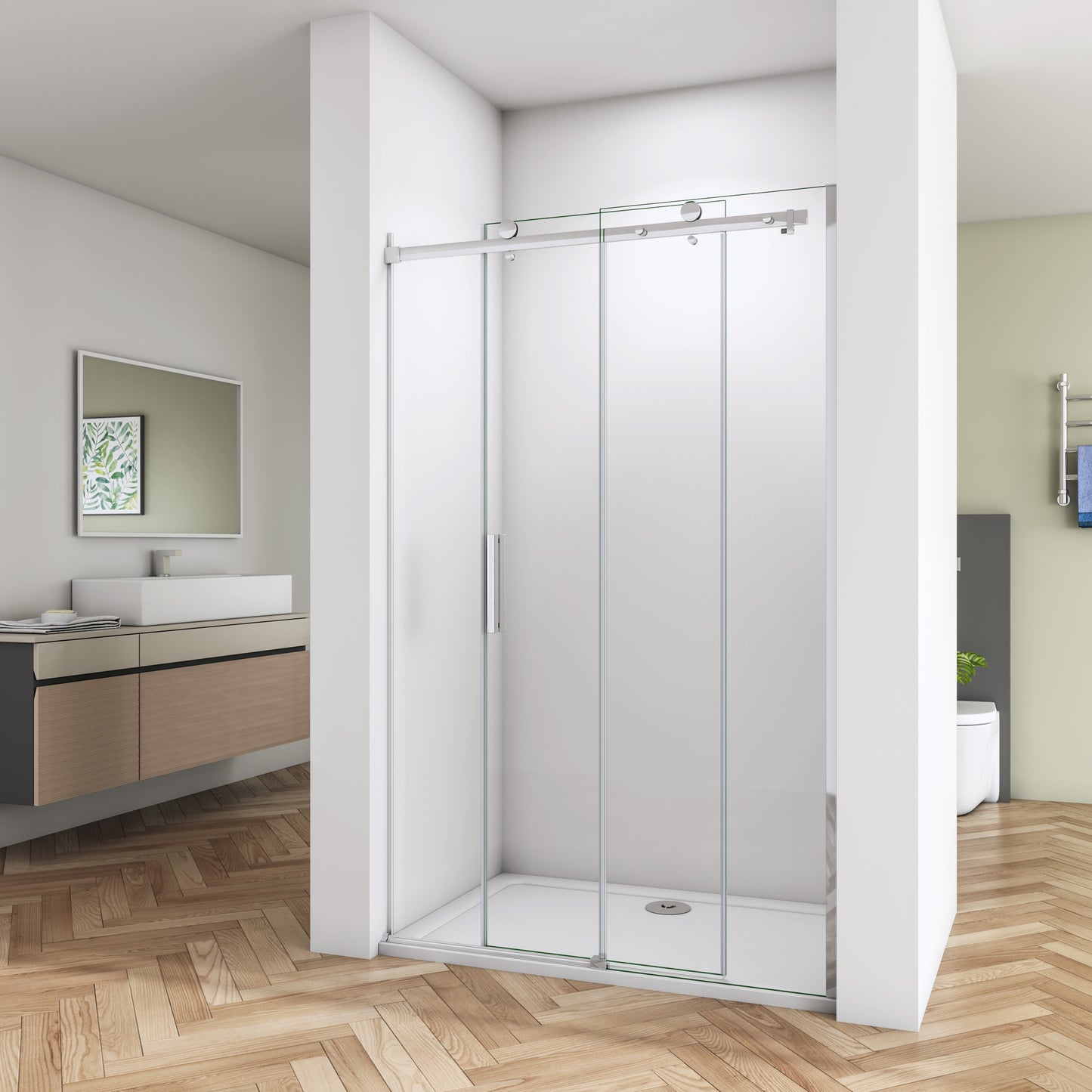SKY Frameless Sliding Shower Enclosure Door 1950 Glass Screen Cubicle