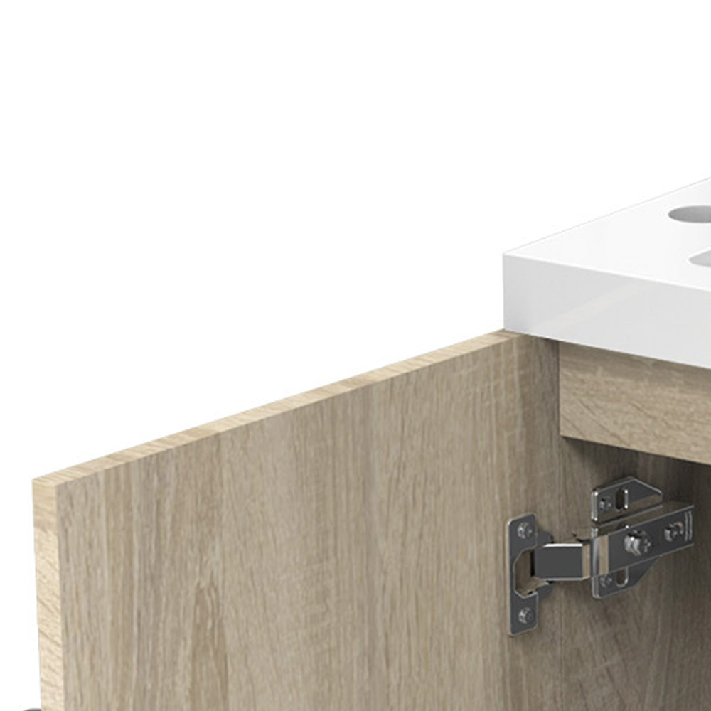 Bathroom Wash Stands Vanity Units Wall Hung Compact Basin Door Unit Grey or Golden Oak