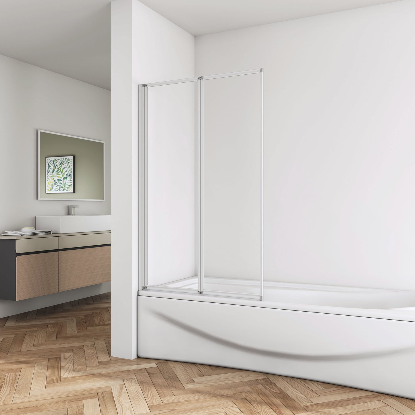 900x1400mm Bathroom Folding Bath Shower Screen 2-Fold