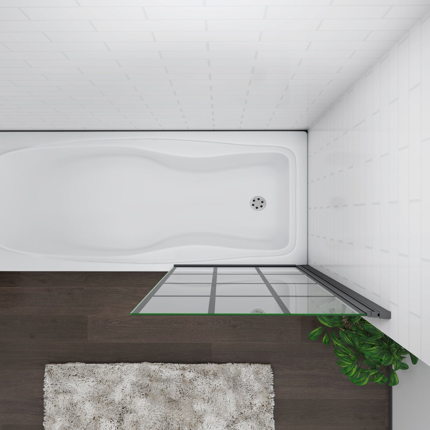 Black Pivot Bath Shower 6mm Screen Glass Panel 80x140cm
