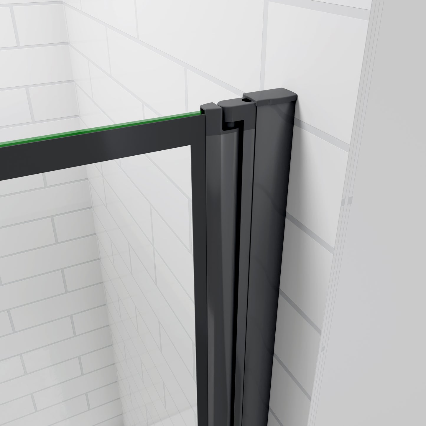 Black Pivot Bath Shower 6mm Screen Glass Panel 80x140cm