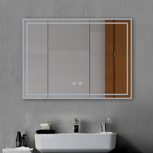 800x600MM Bathroom Mirror with LED Lights, Bluetooth Illuminated Dimmable