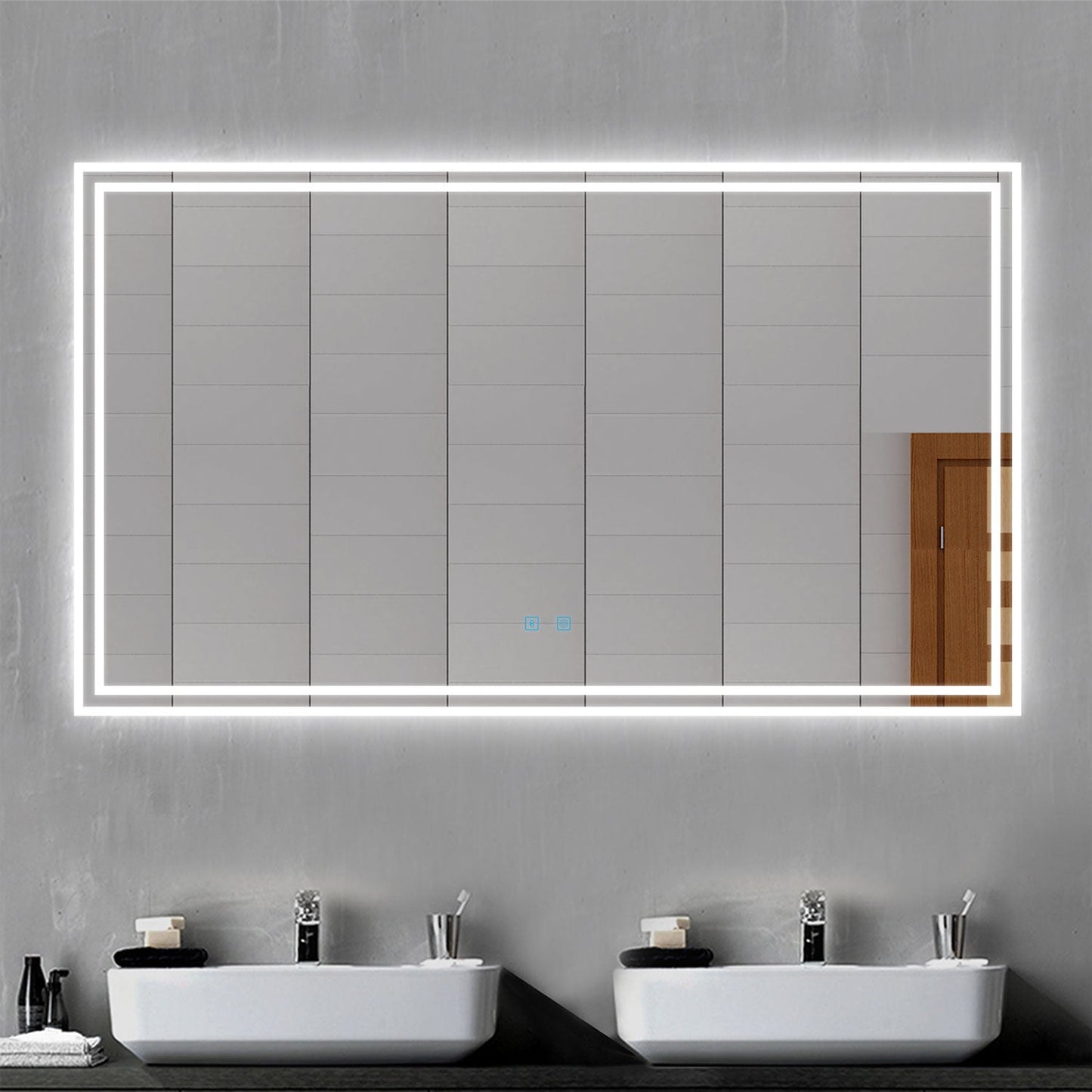 Bathroom Mirror with 3 LED Light, Bluetooth, Demister