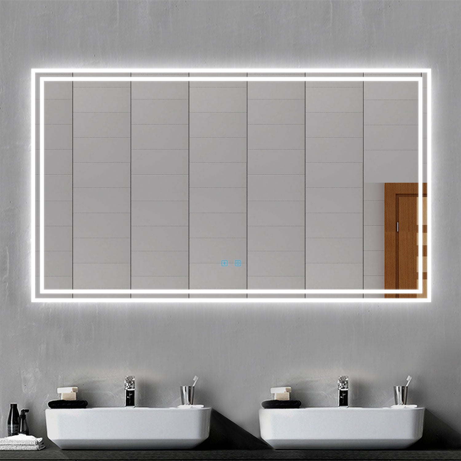 Bathroom Mirror with 3 LED Light, Bluetooth, Demister