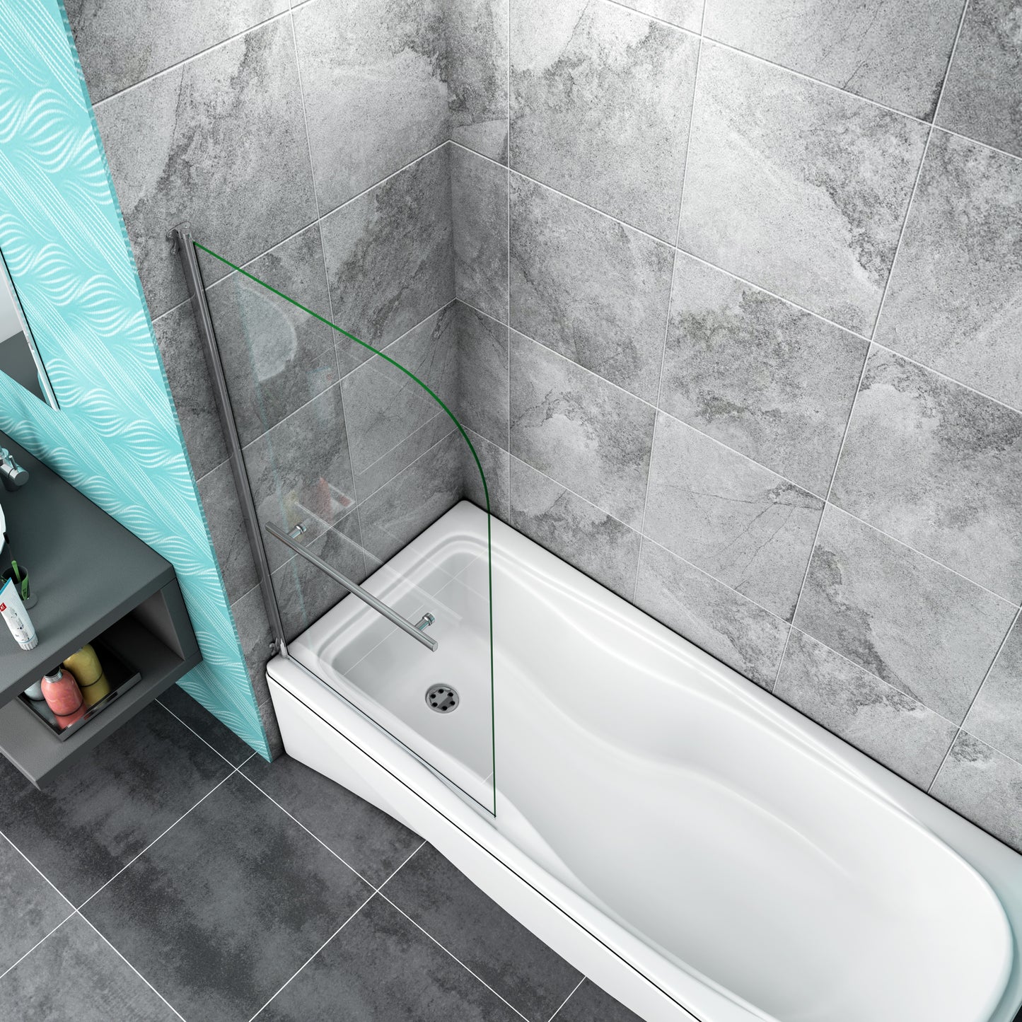 800x1400mm Pivot Shower Bath Screen Overbath Door Panel