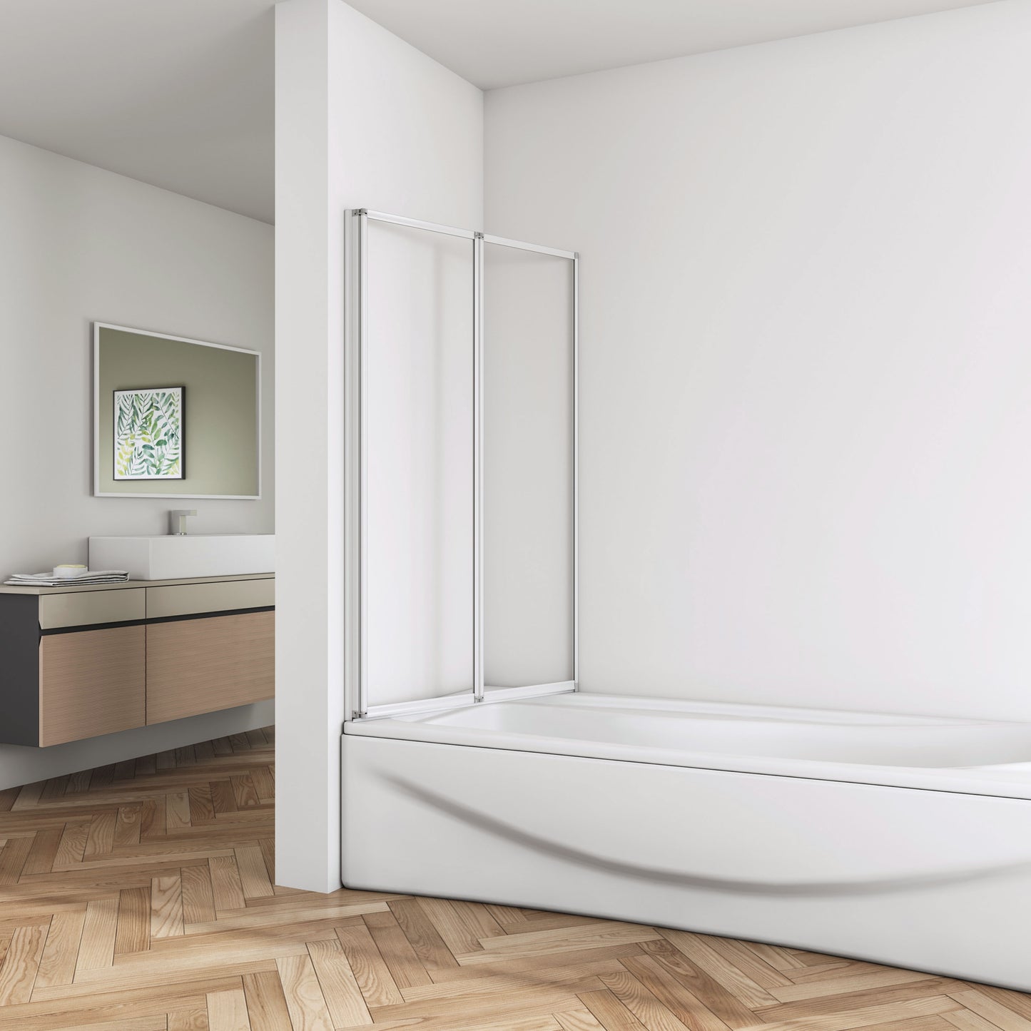 900x1400mm Bathroom Folding Bath Shower Screen 2-Fold