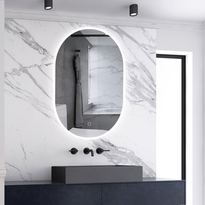 SKY Oval Illuminated LED Bathroom Mirror,  Memory Function, Anti-fog, 3 LED Light Colors, Dimmable Brightness