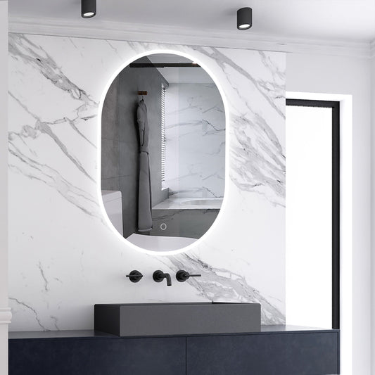 SKY Oval Illuminated LED Bathroom Mirror, Anti-fog, 3 LED Light Colors