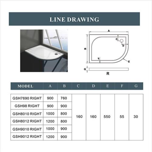 30mm slimline quadrant stone tray free waste shower enclosure wet room