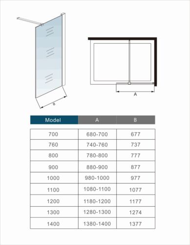 Wet Room Shower Screen Panel Enclosure 10mm Glass F084