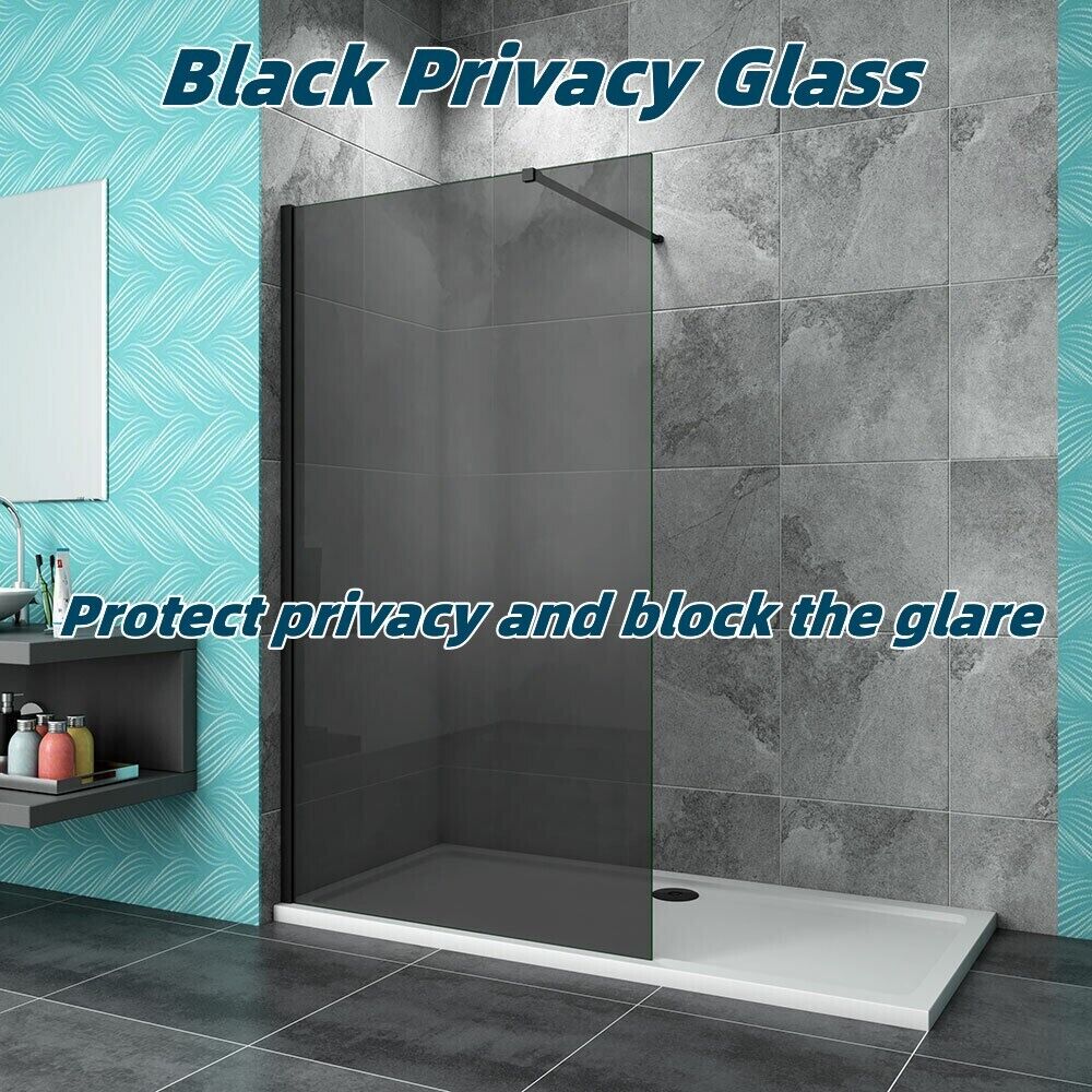 Black Shower Enclosure Door Screen Walk In Wet Room Cubicle  Easy Clean Glass 1900mm