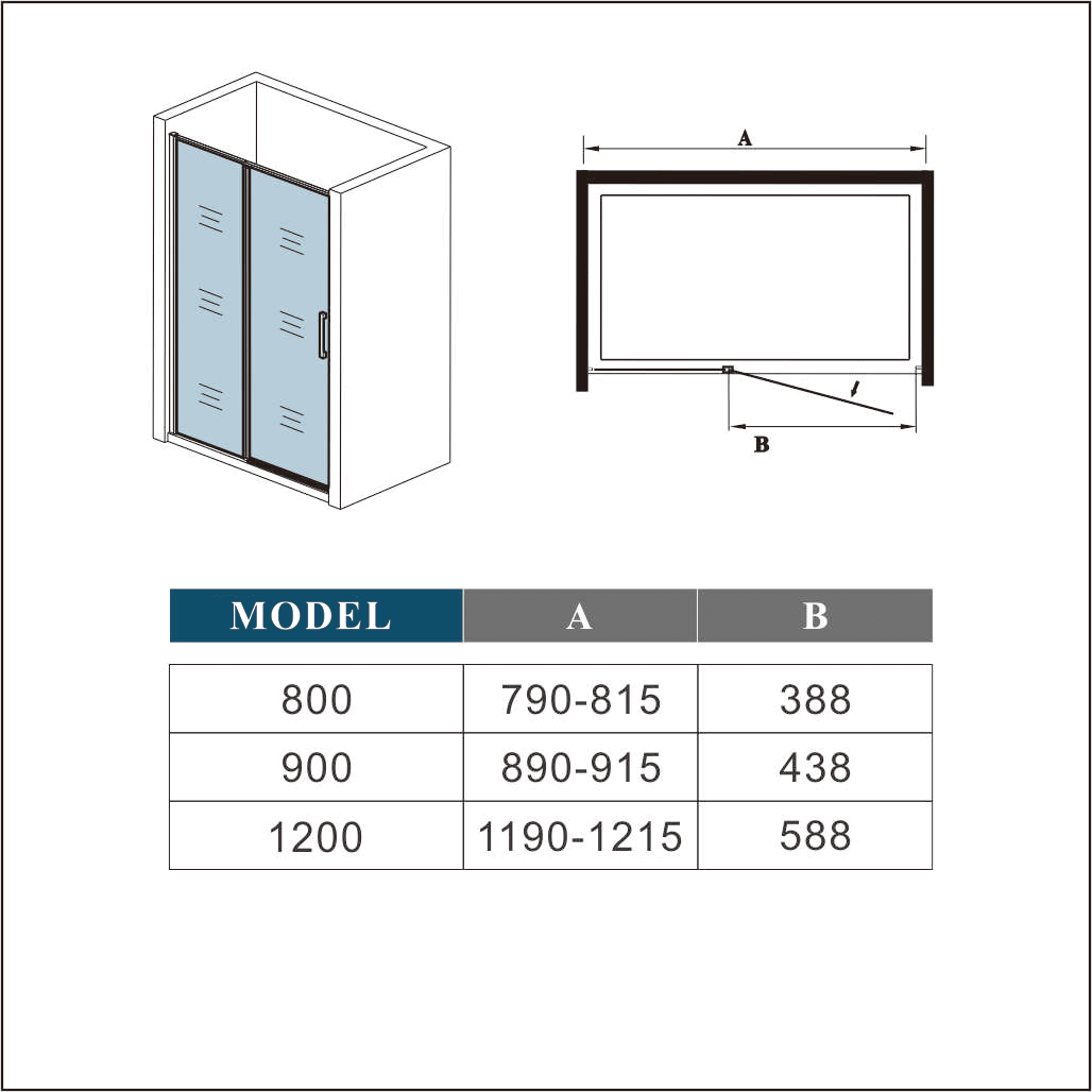 BLACK Frame Pivot Shower Door Enclosure safety Easy Clean Glass screen 6mm