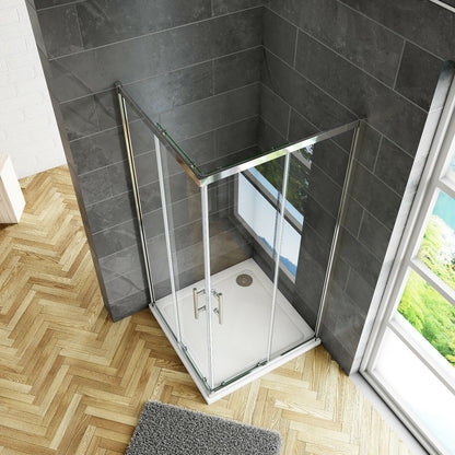 Corner Entry Sliding Shower Enclosure optional Tray Walk in Cubicle Glass Door Screen