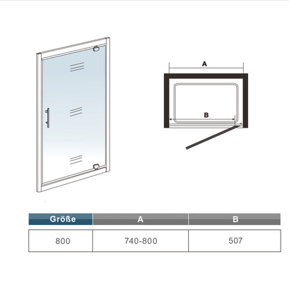 BLACK Pivot Shower Door Enclosure Walk in Glass Screen Cubicle