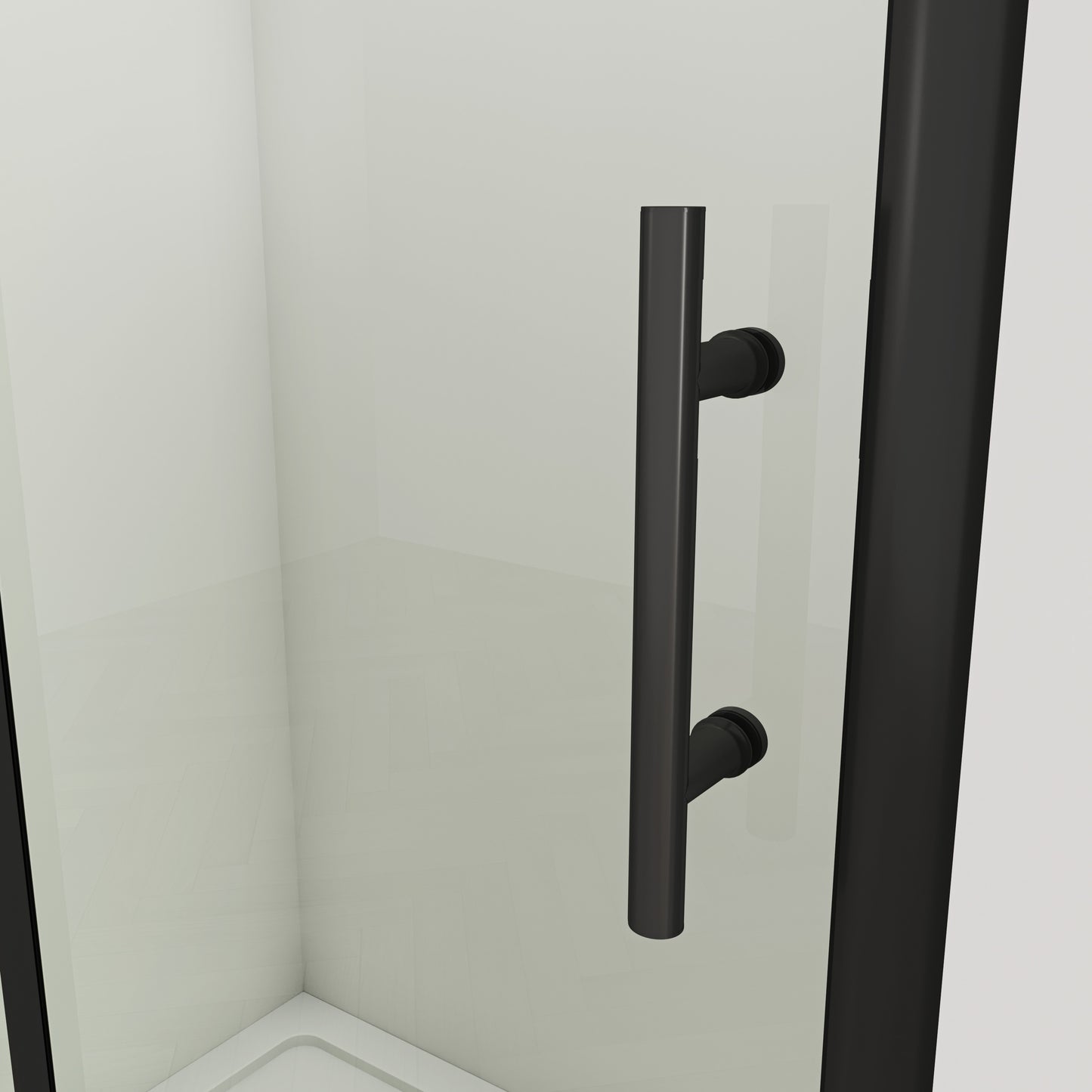 Matt Black Sliding Shower Enclosure Walk In Cubicle Easyclean Glass