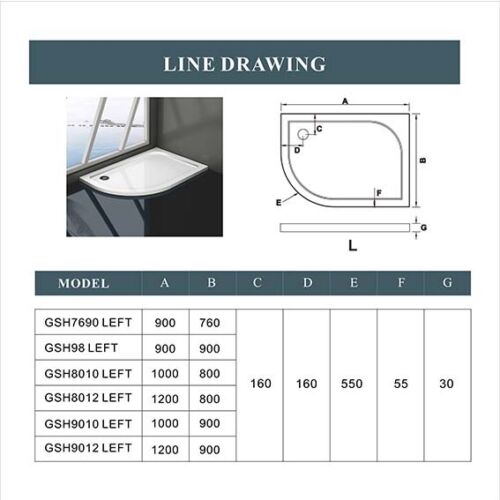 30mm slimline quadrant stone tray free waste shower enclosure wet room