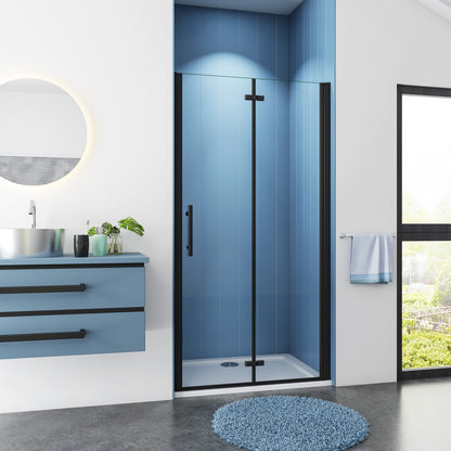 SKY Bathroom black Hinge Shower Bi fold Glass Door