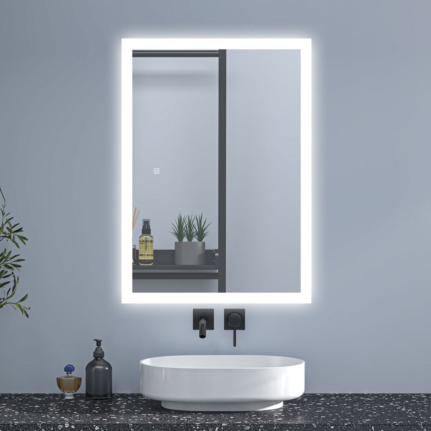 SKY Backlit Bathroom Mirrors with Shaver Socket 3 Light Modes Dimmable ,Illuminated Wall Mounted LED Bathroom Vanity Mirror, Wall Switch/Touch Switch Smart LED Mirrors, Demister Fogless