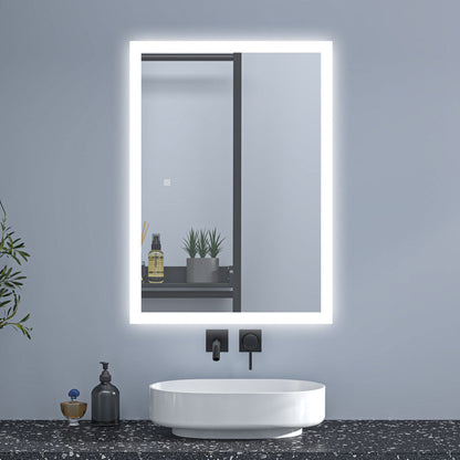 SKY Backlit Bathroom Mirrors with Shaver Socket 3 Light Modes Dimmable ,Illuminated Wall Mounted LED Bathroom Vanity Mirror, Wall Switch/Touch Switch Smart LED Mirrors, Demister Fogless