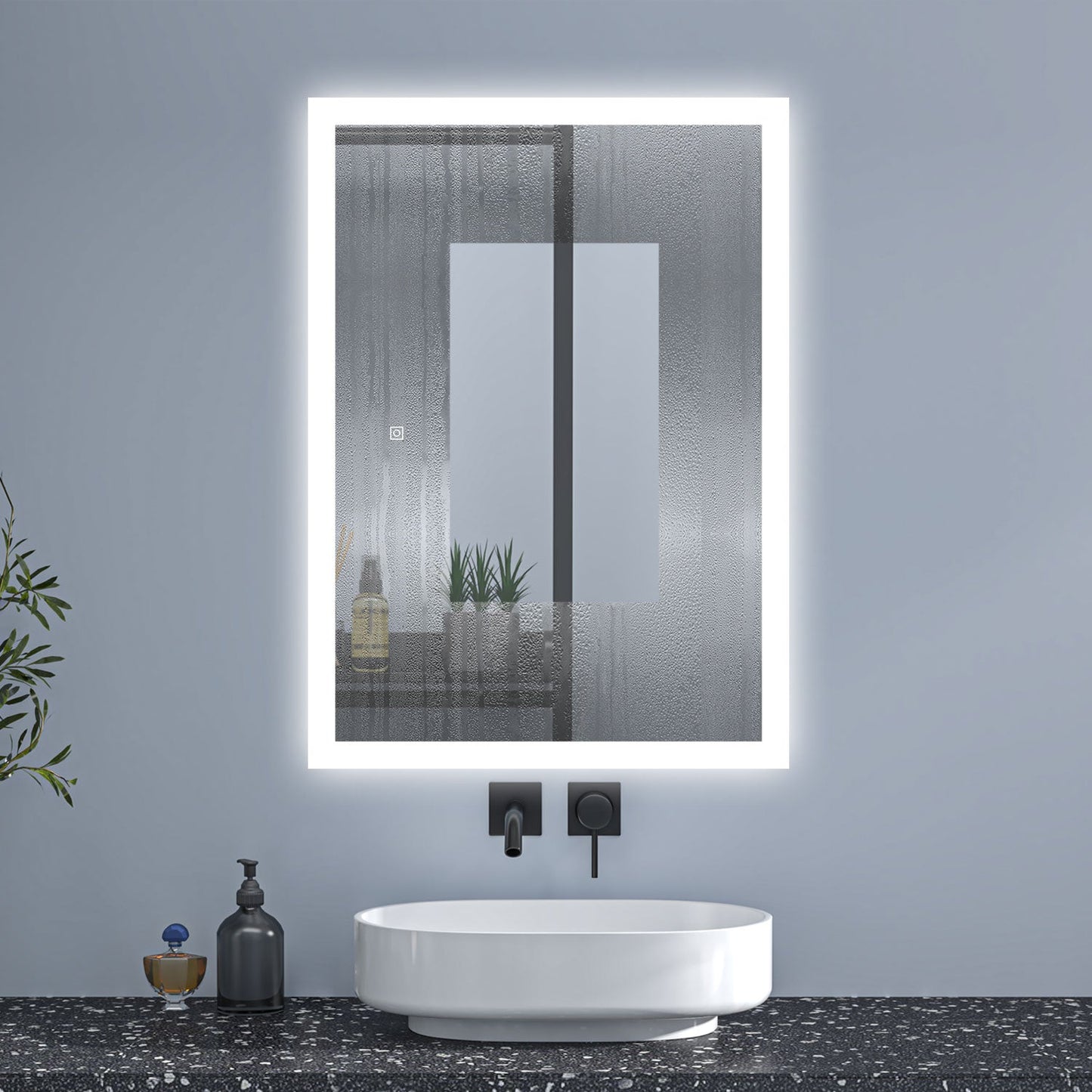SKY Backlit Bathroom Mirrors with Shaver Socket 3 Light Modes Dimmable ,Illuminated Wall Mounted LED Bathroom Vanity Mirror, Wall Switch/Touch Switch Smart LED Mirrors, Demister Fogless