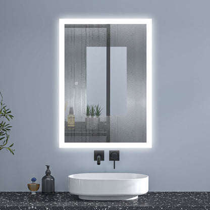 SKY Backlit Bathroom Mirrors with Shaver Socket 3 Light Modes Dimmable ,Illuminated Wall Mounted LED Bathroom Vanity Mirror, Wall Switch/Touch Switch Smart LED Mirrors, Demister Fogless
