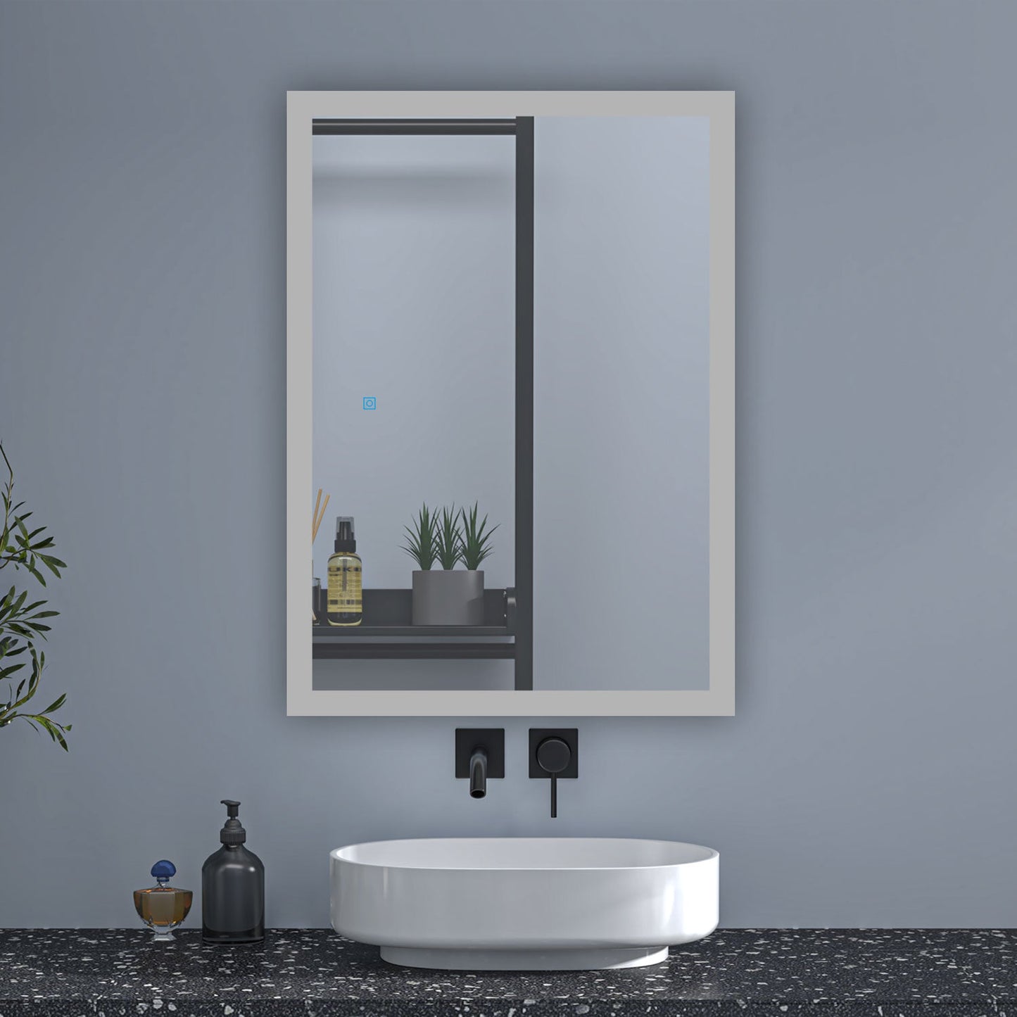 SKY Backlit Bathroom Mirrors with Shaver Socket 3 Light Modes Dimmable ,Illuminated Wall Mounted LED Bathroom Vanity Mirror, Wall Switch/Touch Switch Smart LED Mirrors, Demister Fogless