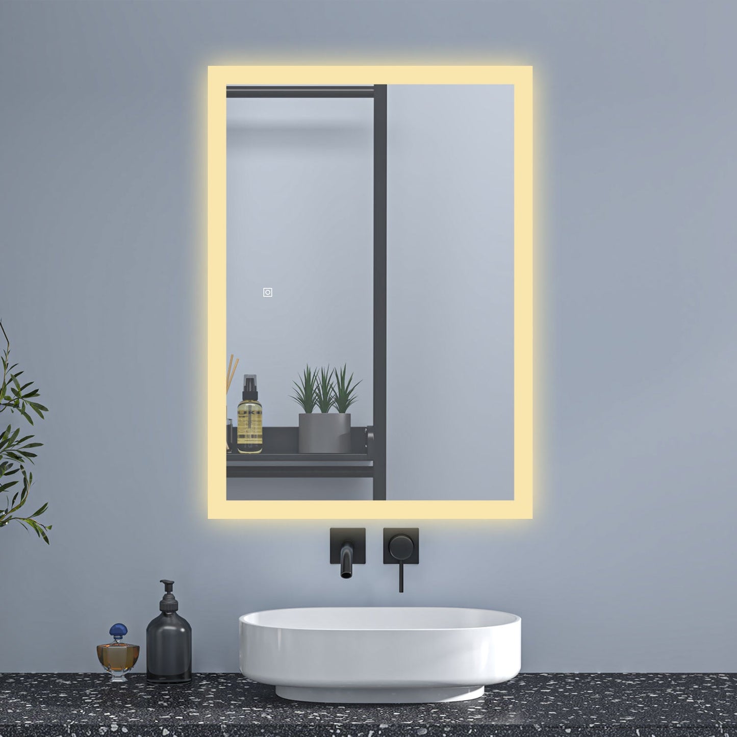 SKY Backlit Bathroom Mirrors with Shaver Socket 3 Light Modes Dimmable ,Illuminated Wall Mounted LED Bathroom Vanity Mirror, Wall Switch/Touch Switch Smart LED Mirrors, Demister Fogless